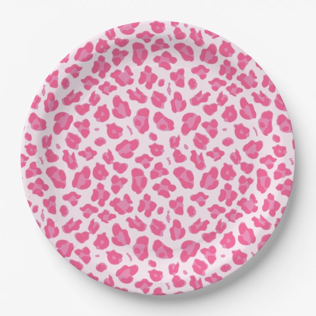 Sassy Pink on Pink Leopard Print Paper Plate (Front)