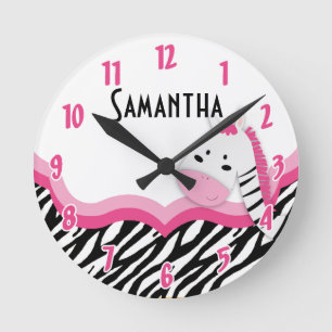 Sassy Pink Zebra Stripe Pattern Personalised Clock