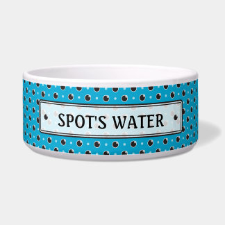 Sassy Polka Dots Personalised Pet Bowl - Aqua Blue