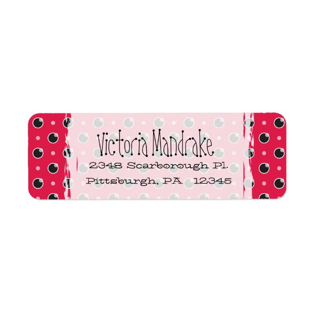 Sassy Polka Dots Return Address Label - Berry Pink (Front)