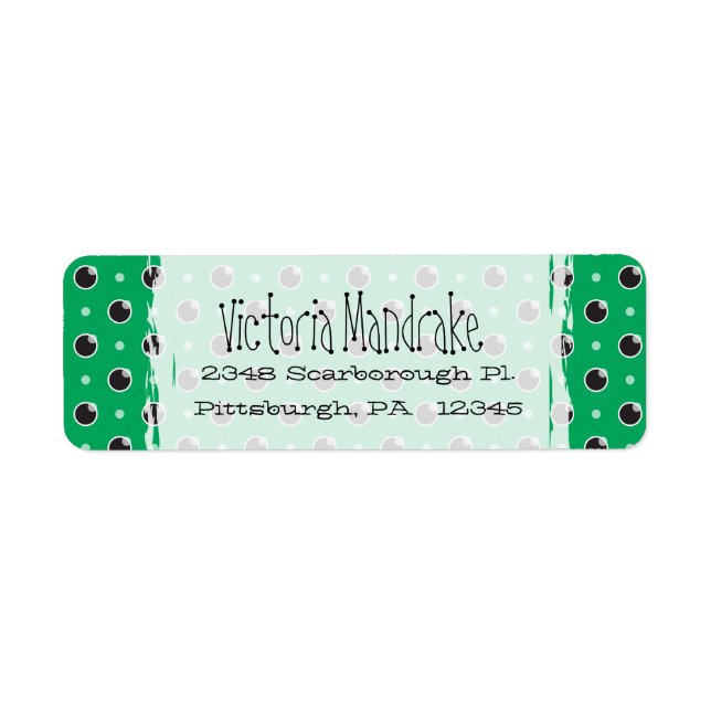 Sassy Polka Dots Return Address Label - Green (Front)
