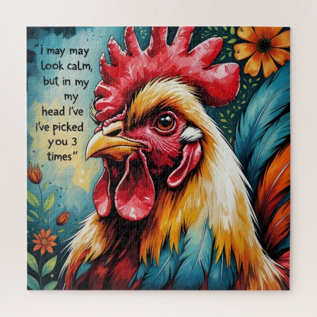 Sassy Rooster Thoughts Jigsaw Puzzle (Vertical)