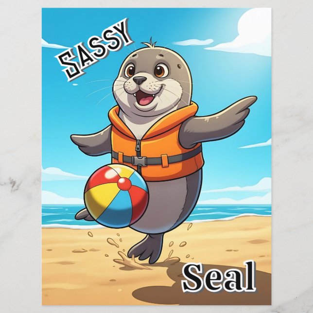 Sassy Seal | Cute Cartoon Kid's Nursery Art (Front)