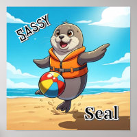 Sassy Seal | Cute Cartoon Kid's Nursery Art