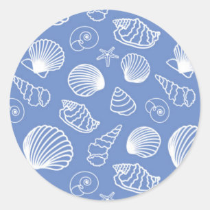 Sassy Seashell Pattern Classic Round Sticker