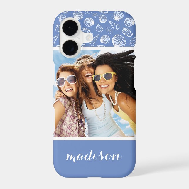 Sassy Seashell Pattern | Your Photo & Name (Back)