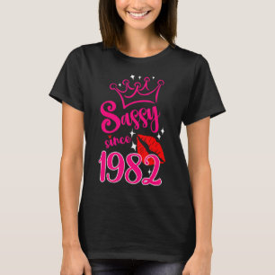 Sassy Since 1982 Happy Anniversary Women Birthday T-Shirt
