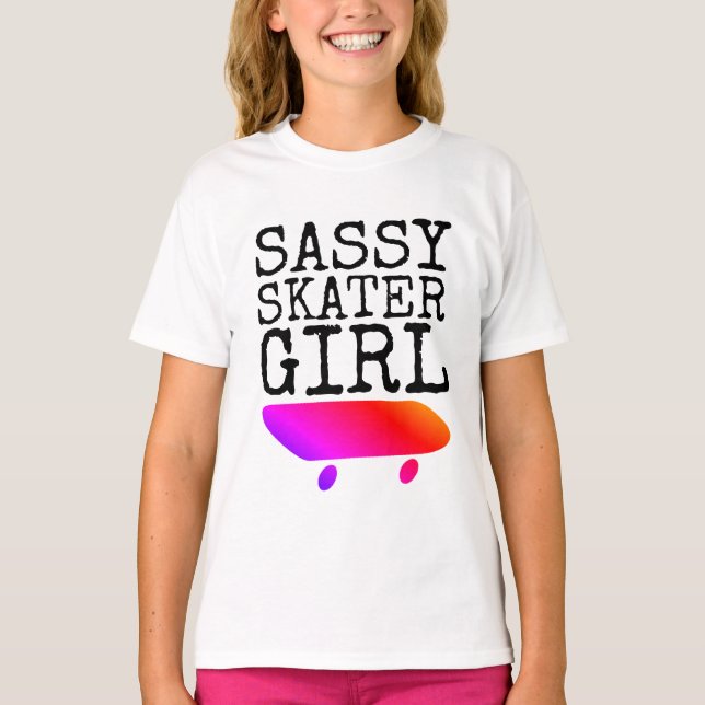 SASSY SKATER GIRL SKATEBOARDING T-Shirts (Front)