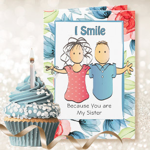 Sassy Snarky Sister Cartoon Funny Saying Birthday Card