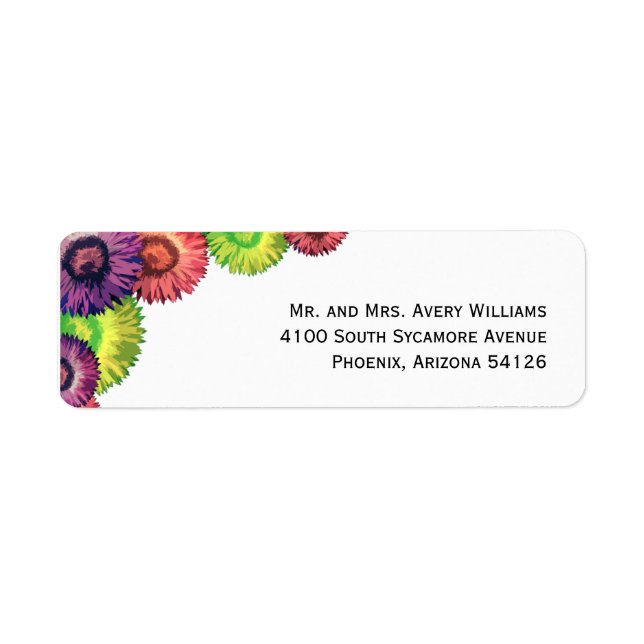 Sassy Spring Flowers Modern Return Address Label (Front)