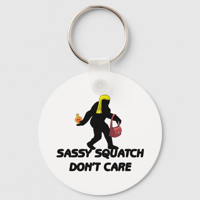 Sassy Squatch Don't Care Key Ring (Front)