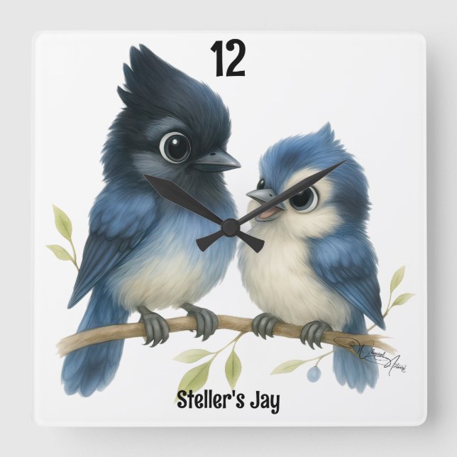 Sassy Steller's Jay Square Wall Clock (Front)