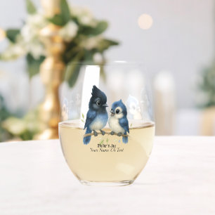 Sassy Steller's Jay Stemless Wine Glass