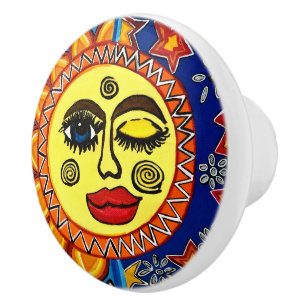 Sassy Sun Ceramic Knob