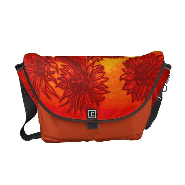 Sassy Sunflowers in Orange Courier Bag (Front)