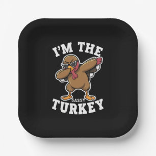 Sassy Turkey Matching Family Thanksgiving Party Paper Plate