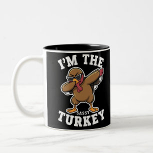 Sassy Turkey Matching Family Thanksgiving Party  Two-Tone Coffee Mug