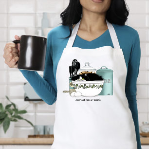 Sassy Tuxedo Cat Vintage Bowl Aqua Retro Kitchen  Standard Apron