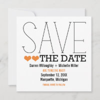 Sassy Typography Save the Date Invite, Orange