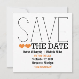 Sassy Typography Save the Date Invite, Orange