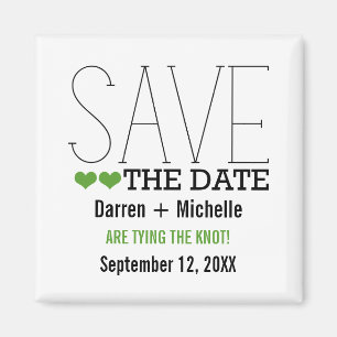 Sassy Typography Save the Date Magnet, Green Magnet