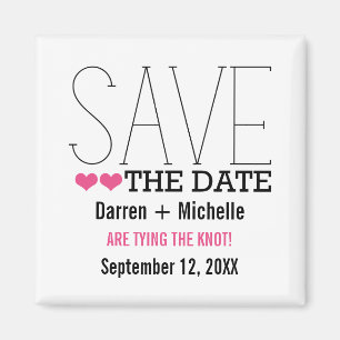 Sassy Typography Save the Date Magnet, Pink Magnet