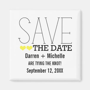 Sassy Typography Save the Date Magnet, Yellow Magnet