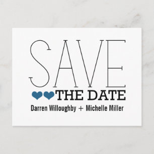 Sassy Typography Save the Date Postcard, Blue Announcement Postcard