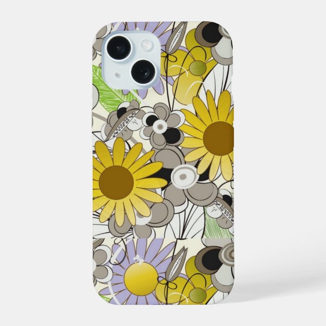 Sassy Yellow Flowered   iPhone 15 Case (Back)