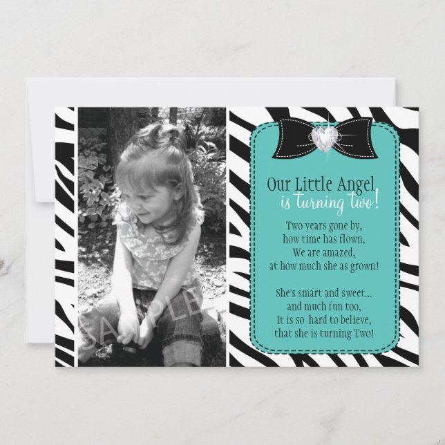 Sassy Zebra Birthday Party Invitation (Front)