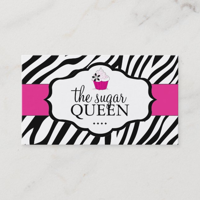 Sassy Zebra Cupcake Business Card (Front)