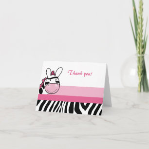 Sassy Zebra Diva Stripe Folded Thank you note Card