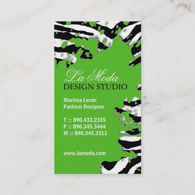 Sassy Zebra Print  Business Card (Front)