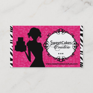 Sassy Zebra Stripe Cupcake Business Card