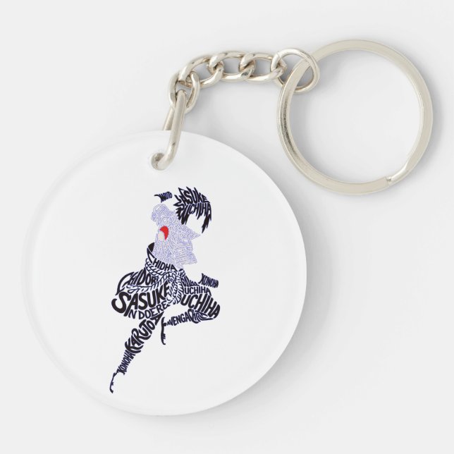 Sasuke Anime Typography Key Ring (Back)