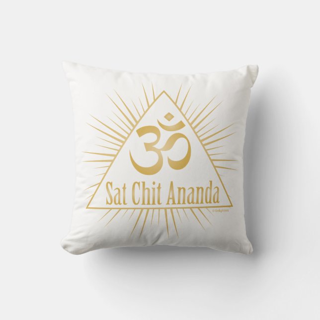"Sat Chit Ananda" Oneness Mantra Yoga White Cushion (Front)