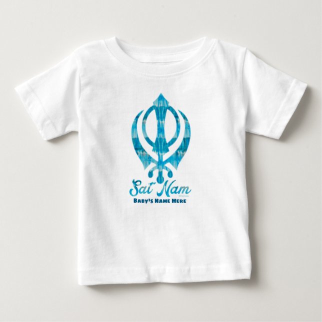 Sat Nam Khanda Personalised White Baby T-Shirt (Front)