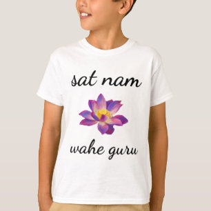 Sat Nam, Wahe Guru With Lotus Dark Text T-Shirt