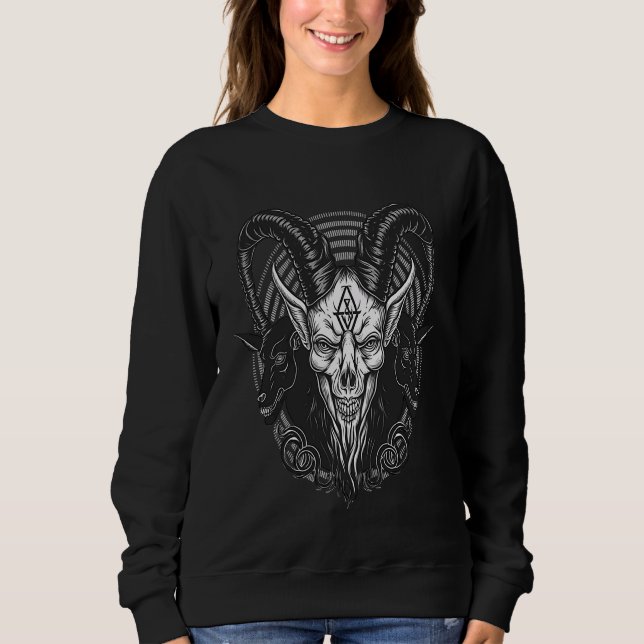 Satan & Baphomet  Occult Gothic Demon Sweatshirt (Front)