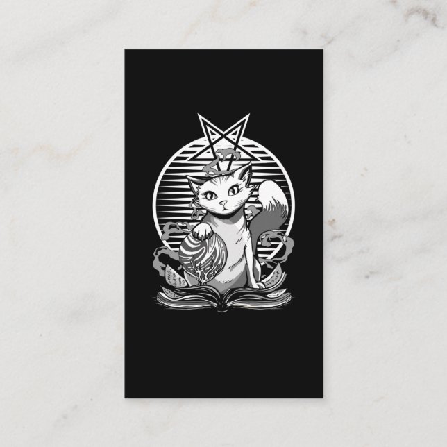Satan Cat Fortune Teller Witchy Goth Kitten Business Card (Front)