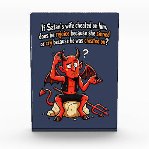 Satan Cheating Wife Sin Funny Devil Meme Photo Block
