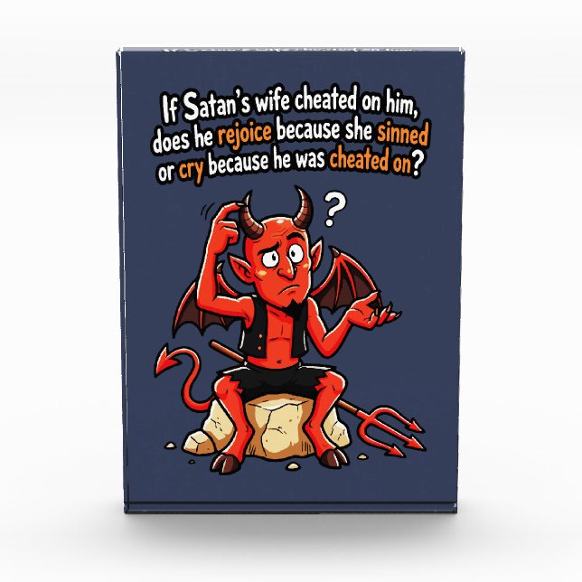 Satan Cheating Wife Sin Funny Devil Meme Photo Block (Front)
