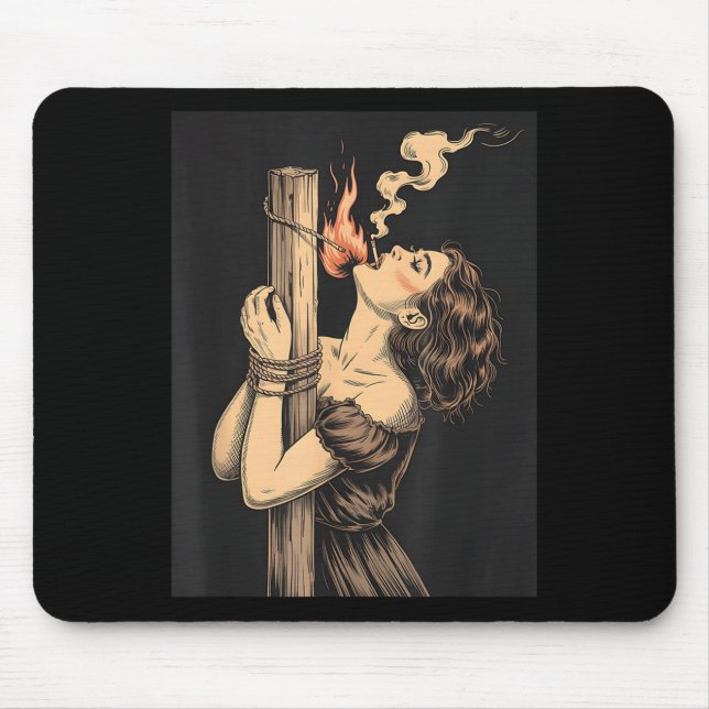 Satan Devil Hell Witch With Flames Cigarette Occul Mouse Pad (Front)