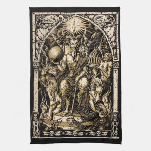 Satan Enthroned 16x24 on Twill Cotton - Tea Towel