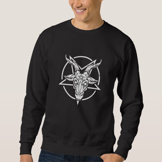 Satan Goth Occult Pentagram Goat Baphomet Sweatshirt (Front)