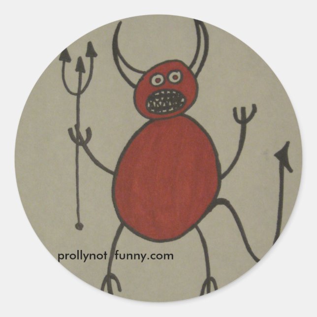 satan has braces classic round sticker (Front)