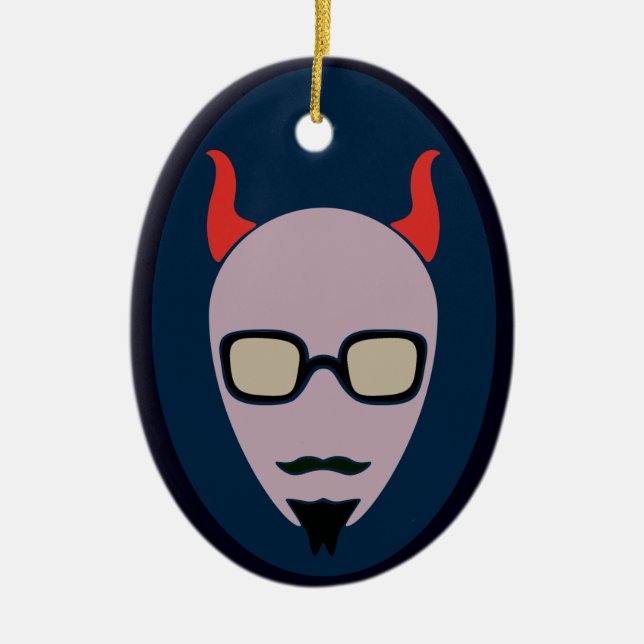 Satan Is A Hipster Ceramic Tree Decoration (Front)