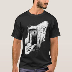Satan is Watching you 666 Occult Baphomet Goat Sat T-Shirt