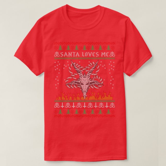 Satan Loves Me Baphomet 2 T-Shirt (Design Front)