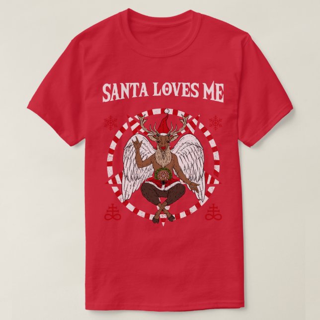 Satan Loves Me Baphomet 5 T-Shirt (Design Front)